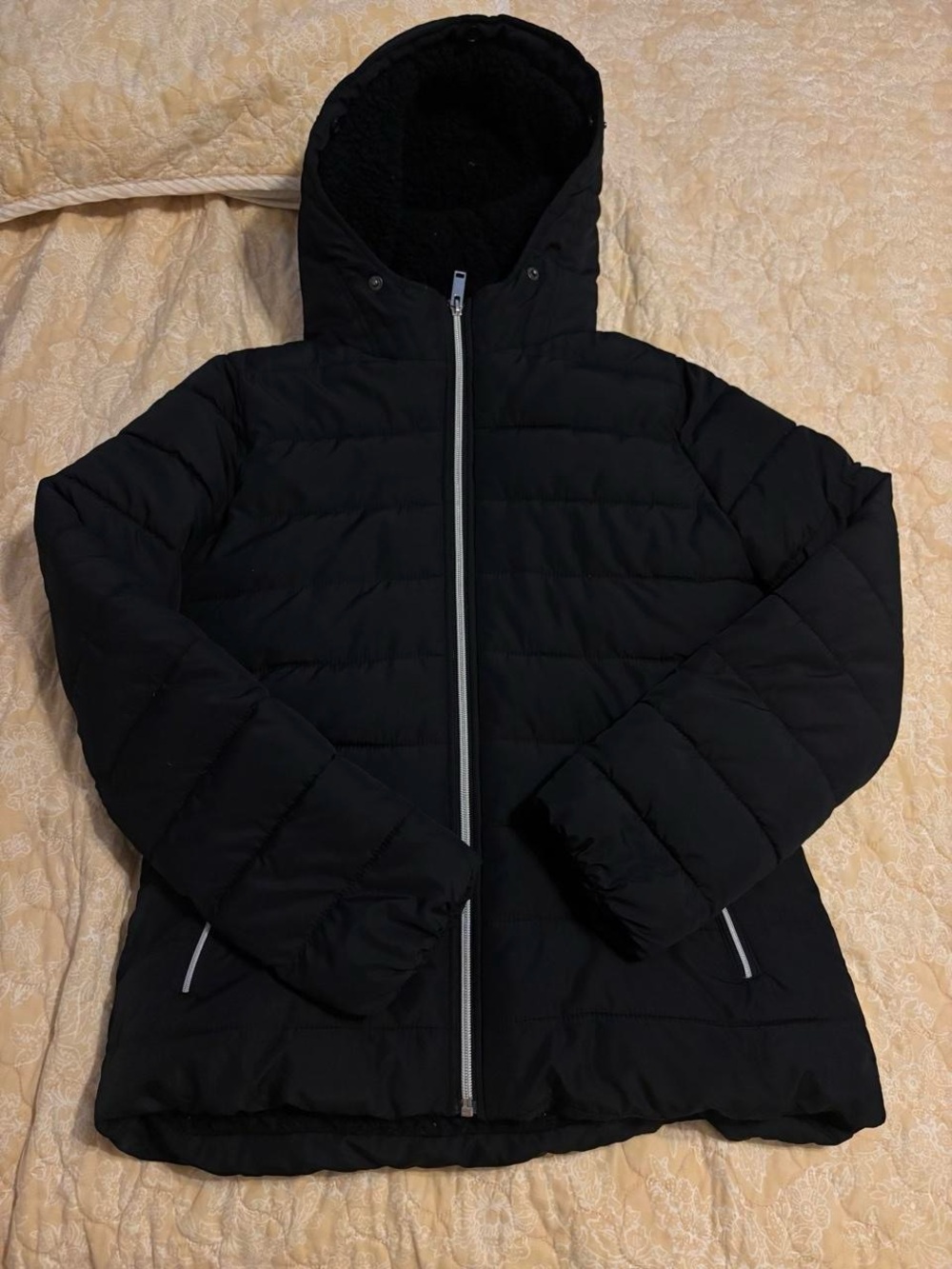 Hollister Black Hooded Quilted Puffer Jacket